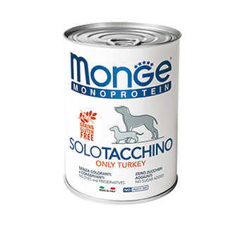 MONGE DOG Monoprotein Solo Консервы д/собак с Индейкой паштет 400 г