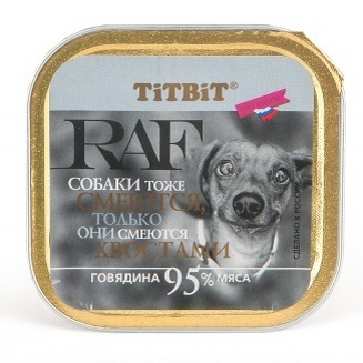 TiTBiT RAF Консервы для собак паштет с Говядиной 100 г