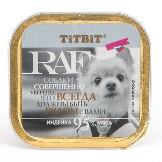 TiTBiT RAF Консервы для собак паштет с Индейкой 100 г