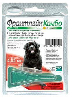 MERIAL Фронтлайн Комбо Спот Он XL Капли от блох и клещей для собак от 40 до 60 кг (1 пипетка)