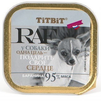 TiTBiT RAF Консервы для собак паштет с Бараниной 100 г