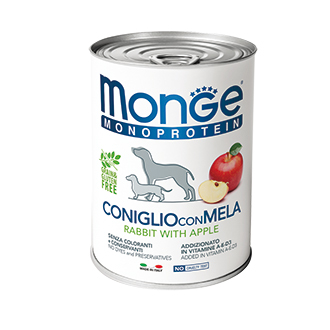 MONGE DOG Monoprotein Fruits Консервы д/собак Кролик и Яблоко паштет 400 г