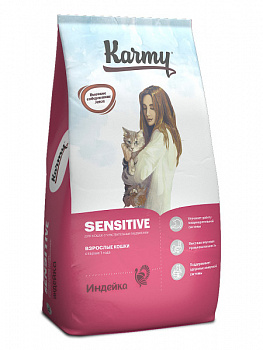 KARMY Sensetive Сухой корм для кошек с Чувствительным Пищеварением с Индейкой