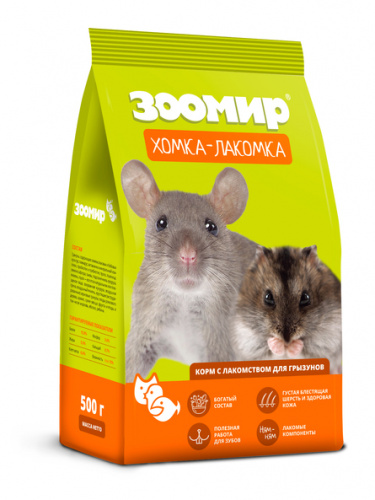ЗООМИР Хомка-Лакомка Корм для грызунов с лакомством 500 г