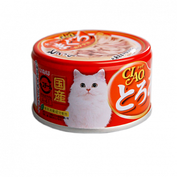 INABA CIAO Консервы для кошек Мраморный Тунец, Гребешок и Курица  80 г