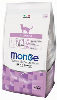 MONGE CAT Sterilized Сухой корм д/стерилизованных кошек с Курицей