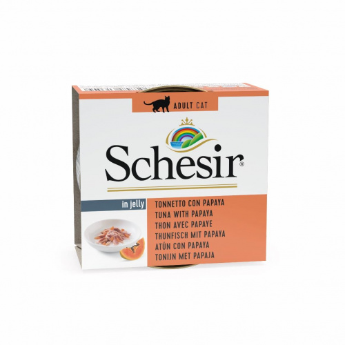 SCHESIR Консервы д/кошек Тунец и Папайя, желе 75 г