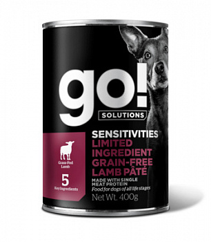 GO! Беззерновые консервы д/собак с Чувствительным пищеварением с Ягненком 400 г