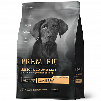 Premier Dog Корм для щенков JUNIOR Medium&Maxi Turkey средних и крупных пород Индейка