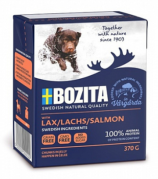 BOZITA Naturals Консервы для собак кусочки в желе с Лососем 370 г