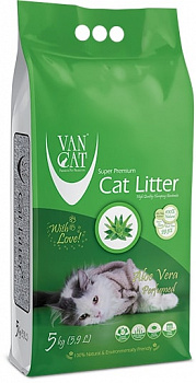 VAN CAT Aloe Vera Наполнитель Комкующийся с ароматом Алоэ вера 5 кг