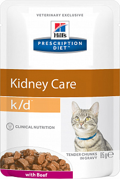 HILL'S Prescription Diet k/d Renal Пауч д/кошек Диета (Проф-ка заболевания почек) Говядина