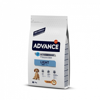 ADVANCE Mini Light Сухой корм для собак мелких пород Контроль Веса с Курицей и Рисом 3 кг