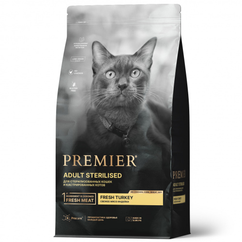 Premier Cat Корм для кошек STERILISED Turkey для стерилизованных Индейка
