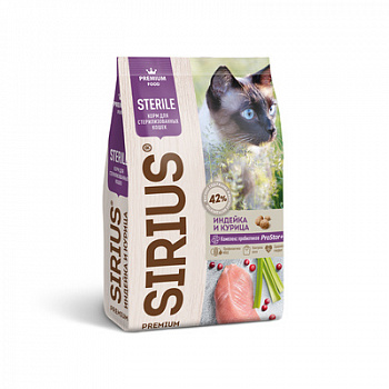SIRIUS Premium Сухой корм для стерилизованных кошек Индейка и Курица