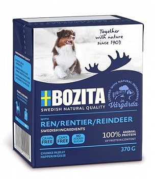 BOZITA Naturals Консервы для собак кусочки в желе с мясом Оленя 370 г