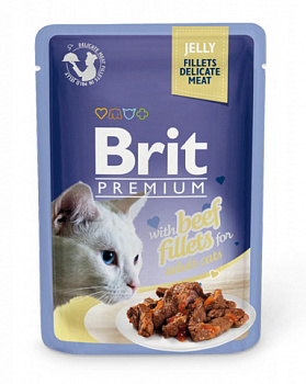 BRIT Premium Beef Fillets Пауч д/кошек Филе Говядины в желе, 85 г
