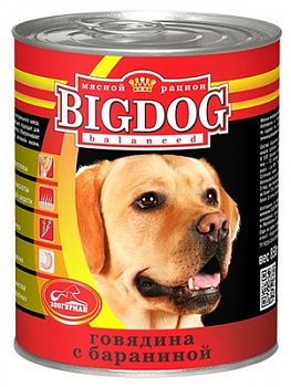 ЗООГУРМАН Big Dog Консервы для собак с Говядиной и Бараниной 850 г