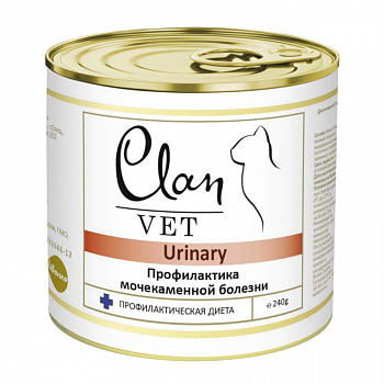 CLAN VET URINARY Консервы д/кошек Профилактика МКБ Диета 240 гр 130.3.200