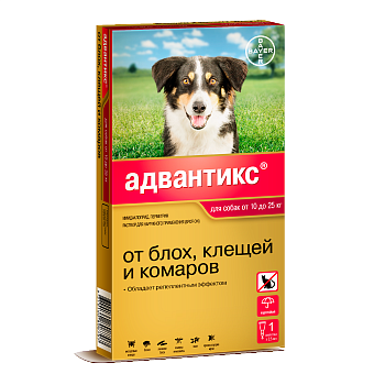 BAYER Адвантикс капли от блох и клещей для собак весом от 10 до 25 кг (1 пипетка)