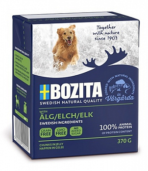BOZITA Naturals Консервы для собак кусочки в желе с мясом Лося 370 г