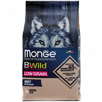 MONGE DOG Корм для собак BWild LOW GRAIN низкозерновой из мяса Гуся