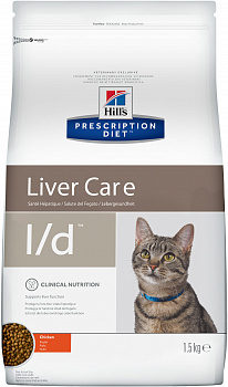 HILL'S Prescription Diet l/d Hepatic Сухой корм д/кошек Диета (Проф-ка заболевания печени)