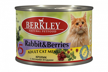 BERKLEY Консервы д/кошек №5 Кролик с лесными ягодами 200 г