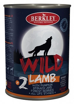 BERKLEY Wild Консервы д/собак №2 Ягненок с тыквой, шпинатом и лесными ягодами 400 г