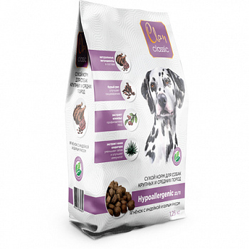 CLAN CLASSIC Корм для собак Hypoallergenic 23/11 крупных и средних пород ягненок индейка рис