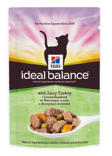 HILL'S SP Ideal Balance Пауч д/кошек с сочной Индейкой, соус