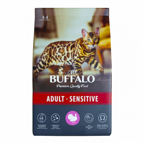 Mr.BUFFALO SENSITIVE Сухой корм для кошек с чувствительным пищеварением Индейка