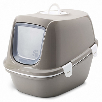 SAVIC Туалет-домик д/кошек Reina Sift XL c сеткой и 2 лотками, серый 64х46х48 см