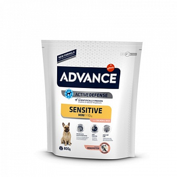 ADVANCE Mini Sensitive Сухой корм для собак мелких пород с Чувствительным Пищеварением Лосось и Рис