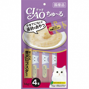 INABA ЧАО ЧУРУ Пюре для кошек Тунец магуро и лобстер 14гр*4 139.2139