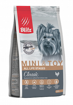 BLITZ Classic Adult Mini&Toy Сухой корм д/собак мелких и миниатюрных пород с Курицей