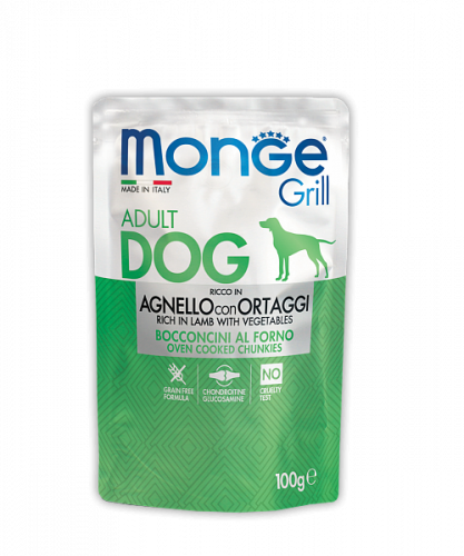 MONGE DOG Grill Паучи д/собак Ягненок с Овощами 100 г