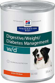 HILL'S Prescription Diet w/d Low Fat/Diabet Консервы д/собак Диета (При сахарном диабете) с Курицей