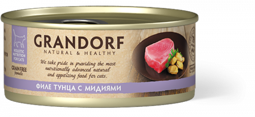 GRANDORF Консервы д/кошек филе Тунца с Мидиями 70 гр*12 шт