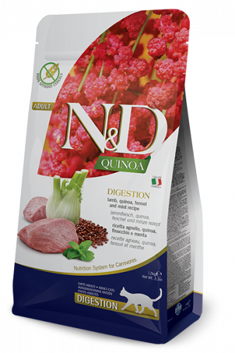 FARMINA N&D CAT Quinoa Digestion Беззерновой сухой корм д/кошек Ягненок и Киноа
