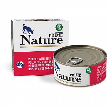 PRIME NATURE Консервы для собак Курица с говяжьим легким в бульоне ж/б 150 гр*12 шт