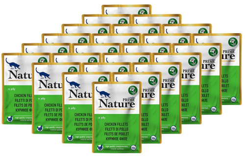 PRIME NATURE Пауч для кошек Куриное филе в желе 100гр*24шт