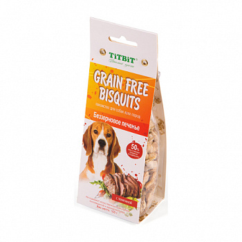 TiTBiT Лакомство для собак Печенье Grain Free Беззерновое с Телятиной 100 г