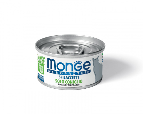 MONGE CAT Monoprotein Rabbit Консервы д/кошек с Кроликом Мясные хлопья 80 г