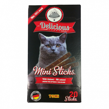 TOMI Delicious Mini Sticks Лакомство д/кошек Мини палочки с Салями 400  (20штх2г)