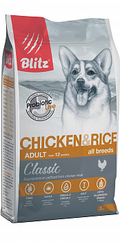 BLITZ Classic Adult Chicken&Rice Сухой корм д/собак всех пород Курица и Рис