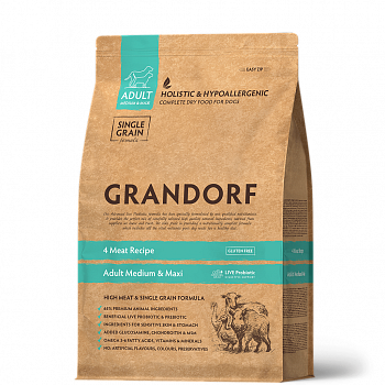 GRANDORF DOG MED&MAXI 4 Meat PROBIOTIC для cобак средних и крупных пород 4 мяса c пробиотиками