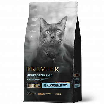 Premier Cat Корм для кошек STERILISED Salmon&Turkey для стерилизованных Лосось Индейка