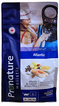 PRONATURE Holistic Atlantic Сухой корм для кошек для кожи и шерсти Лосось рис