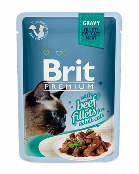 BRIT Premium Beef Fillets Пауч д/кошек Филе Говядины в соусе, 85 г